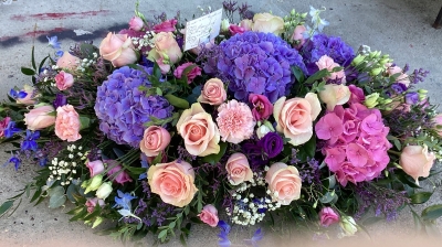 Purple and Pink Casket Spray