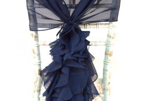 Chiffon Hood with Ruffles   Navy