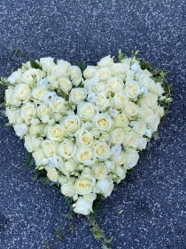 White Rose Heart with Ivy Edge