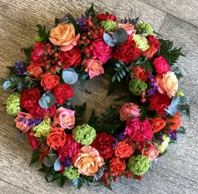 Cerise, Orange and Green Wreath