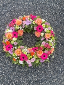 Miss Piggy Rose and Cerise Gerbera Wreath