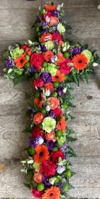 Orange, Green, Cerise and Purple Cross