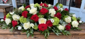 Red and White Rose Casket Spray