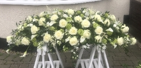 White Rose and Calla Lily Casket Spray